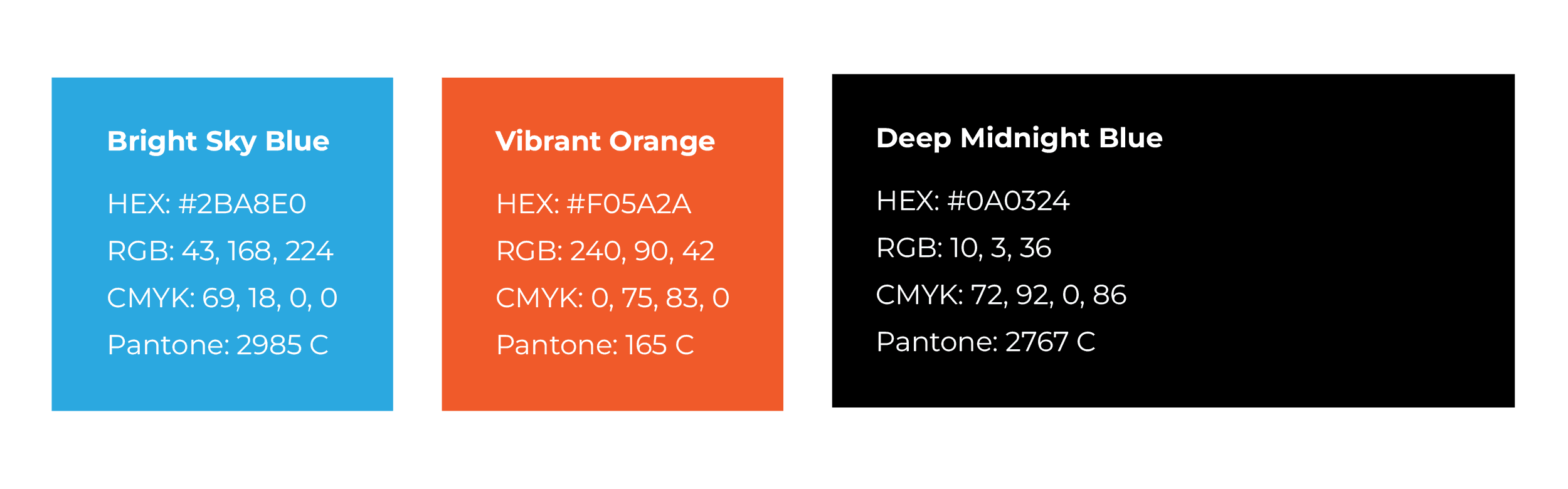 colour palette of sky blue, orange and midnight blue