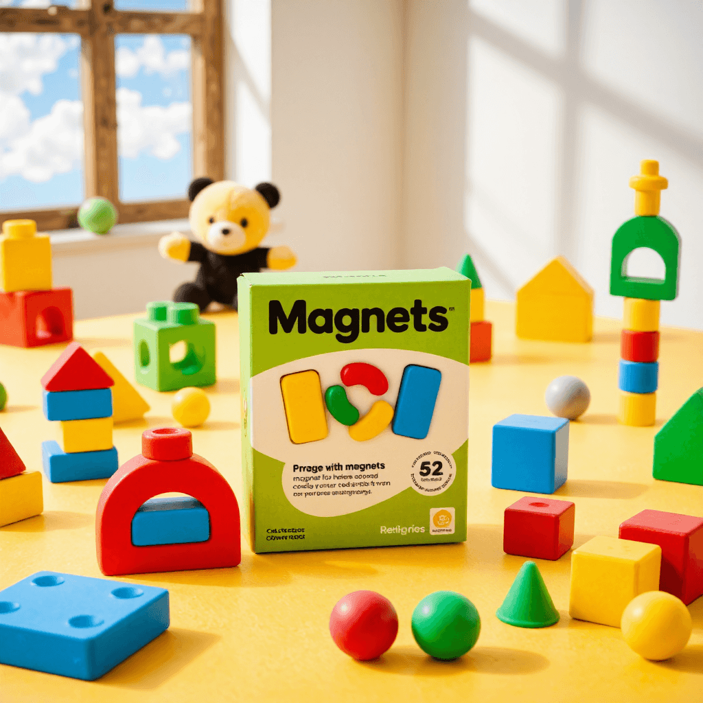 product photography of a box of magnets