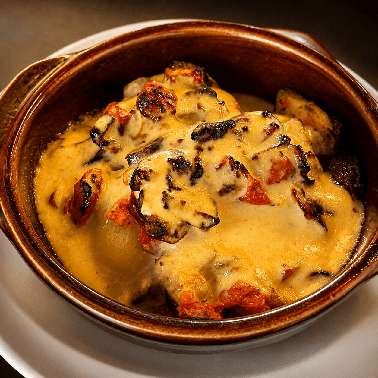 Bourride de poissons en cassolette avec crevettes et sauce aïoli