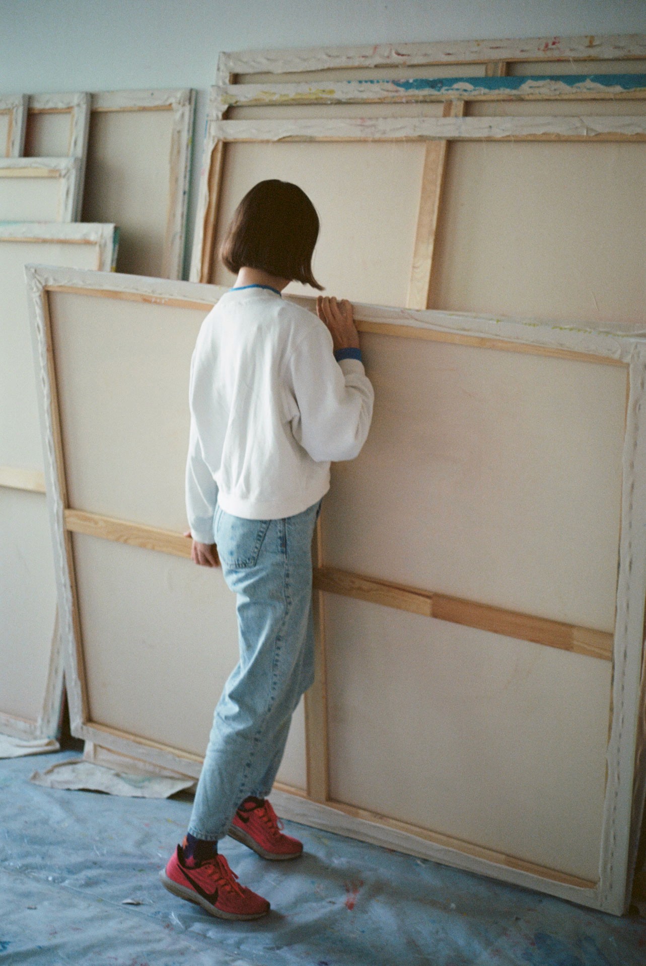 Aileen in her studio 1, 2021, 35mm color photograph