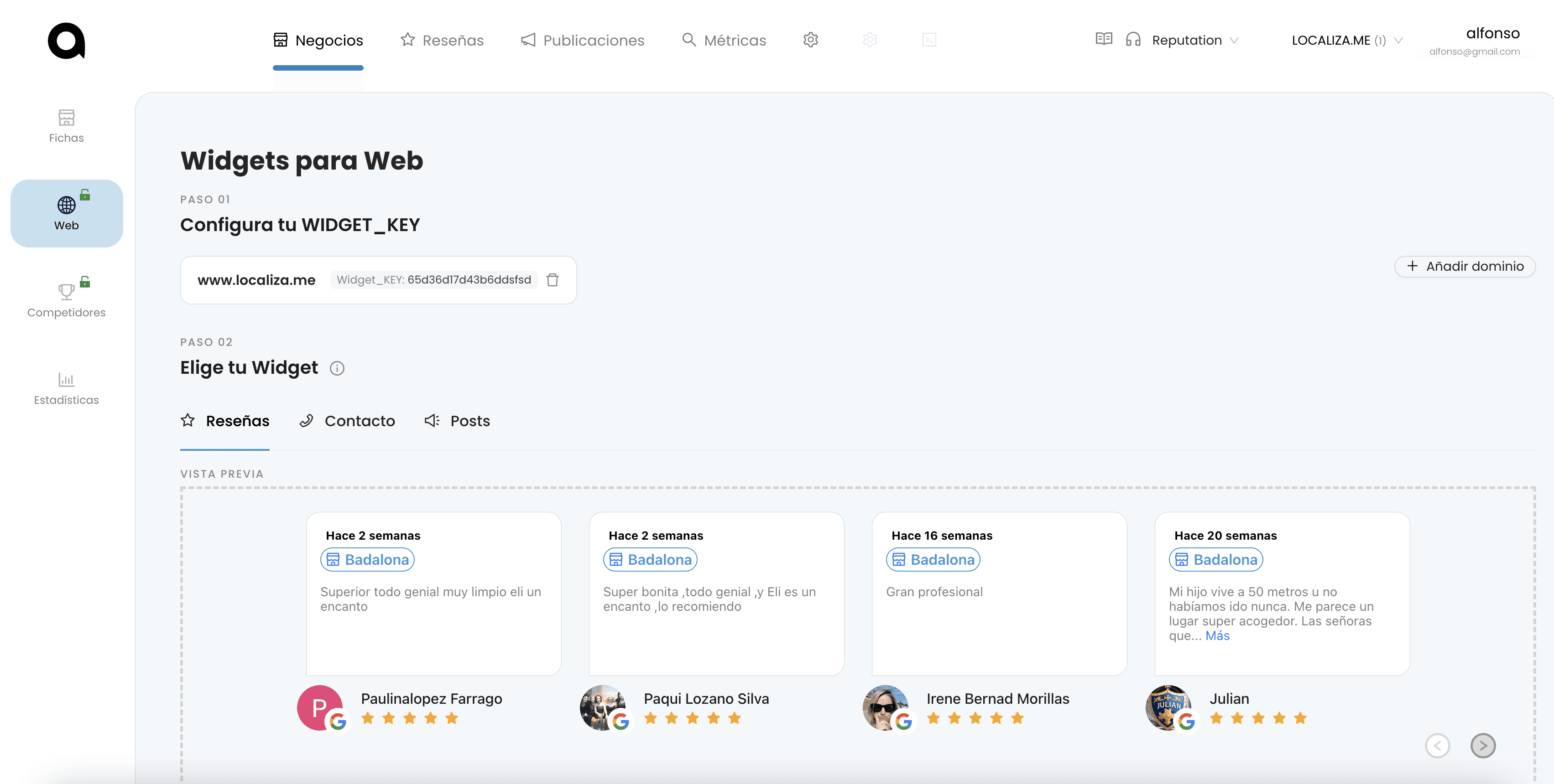 Widgets para web