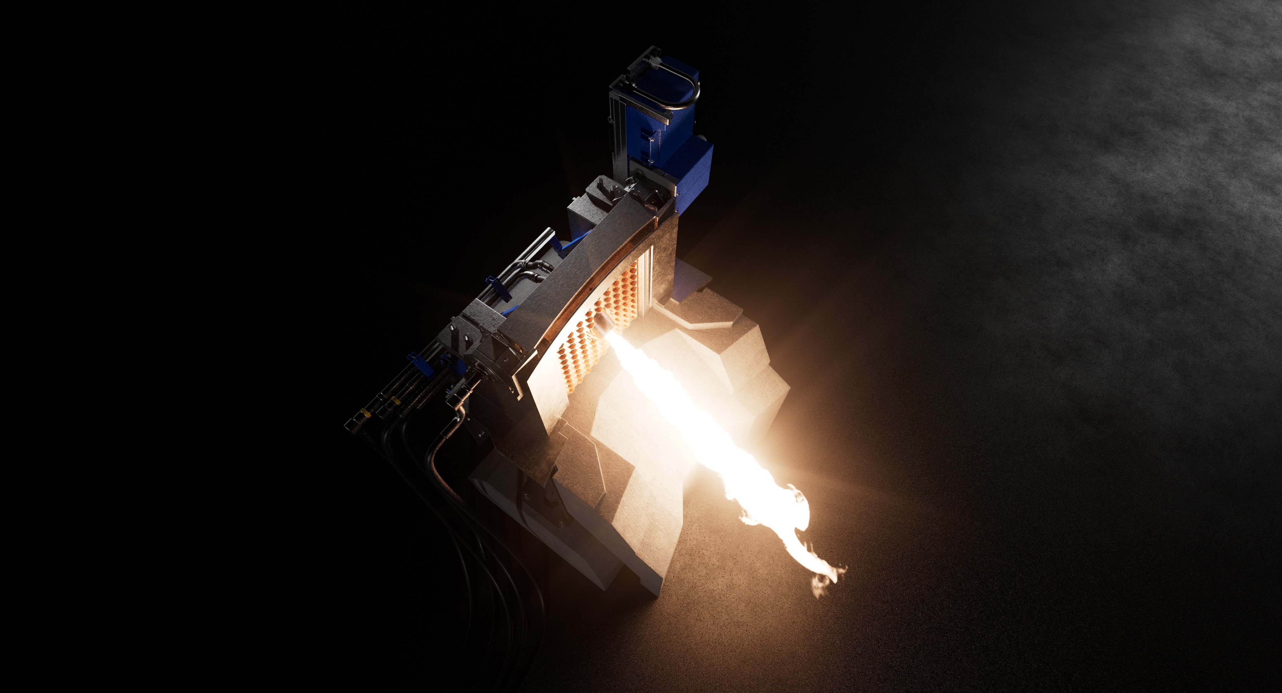 Top view visualization of Inteco swing door furnace with active casting flow