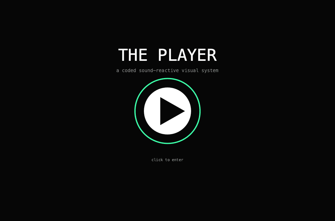 the landing screen of the player