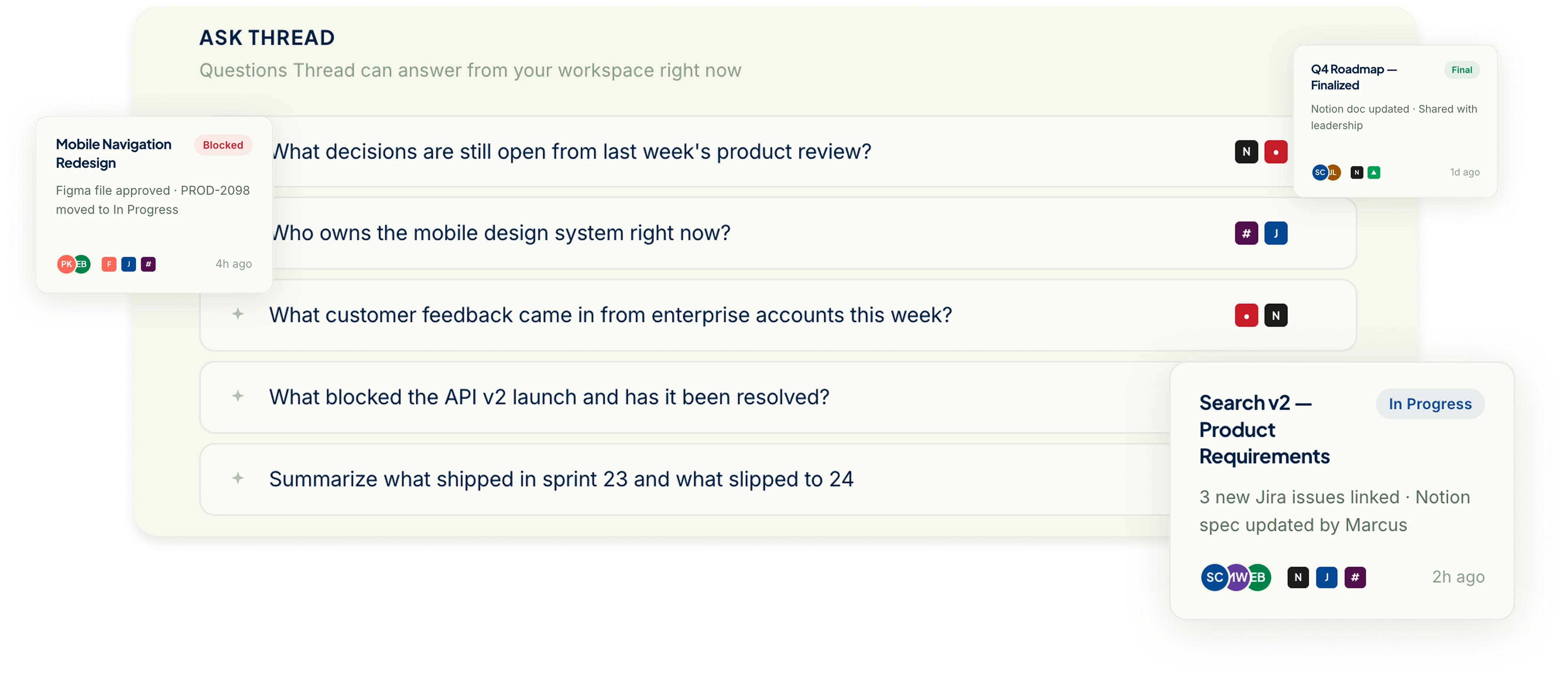 Mockup oh how Thread connects information
