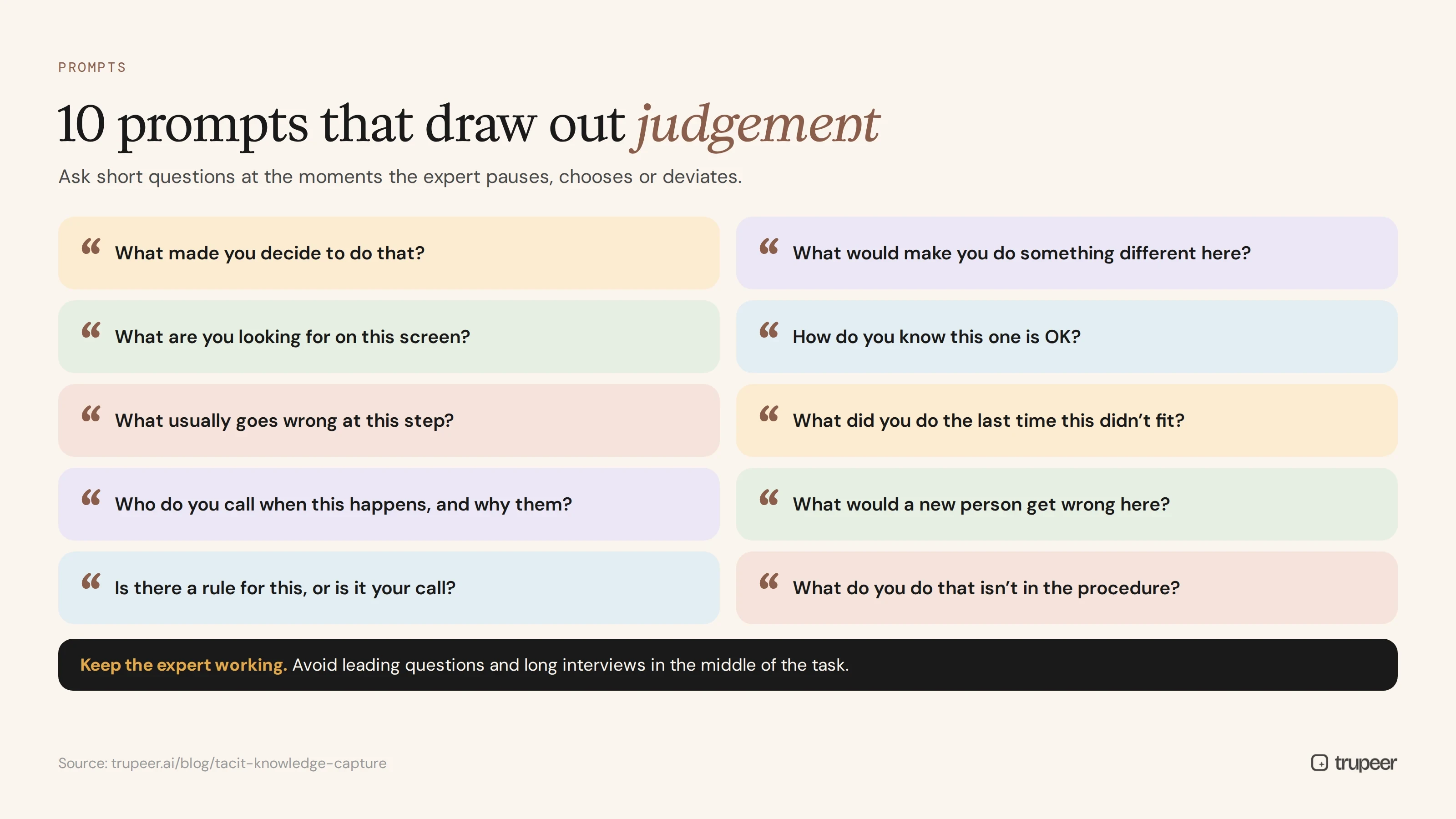 Ten prompts that draw out an expert’s judgement