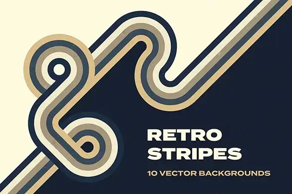 Retro stripes background, geometric vintage vector pattern