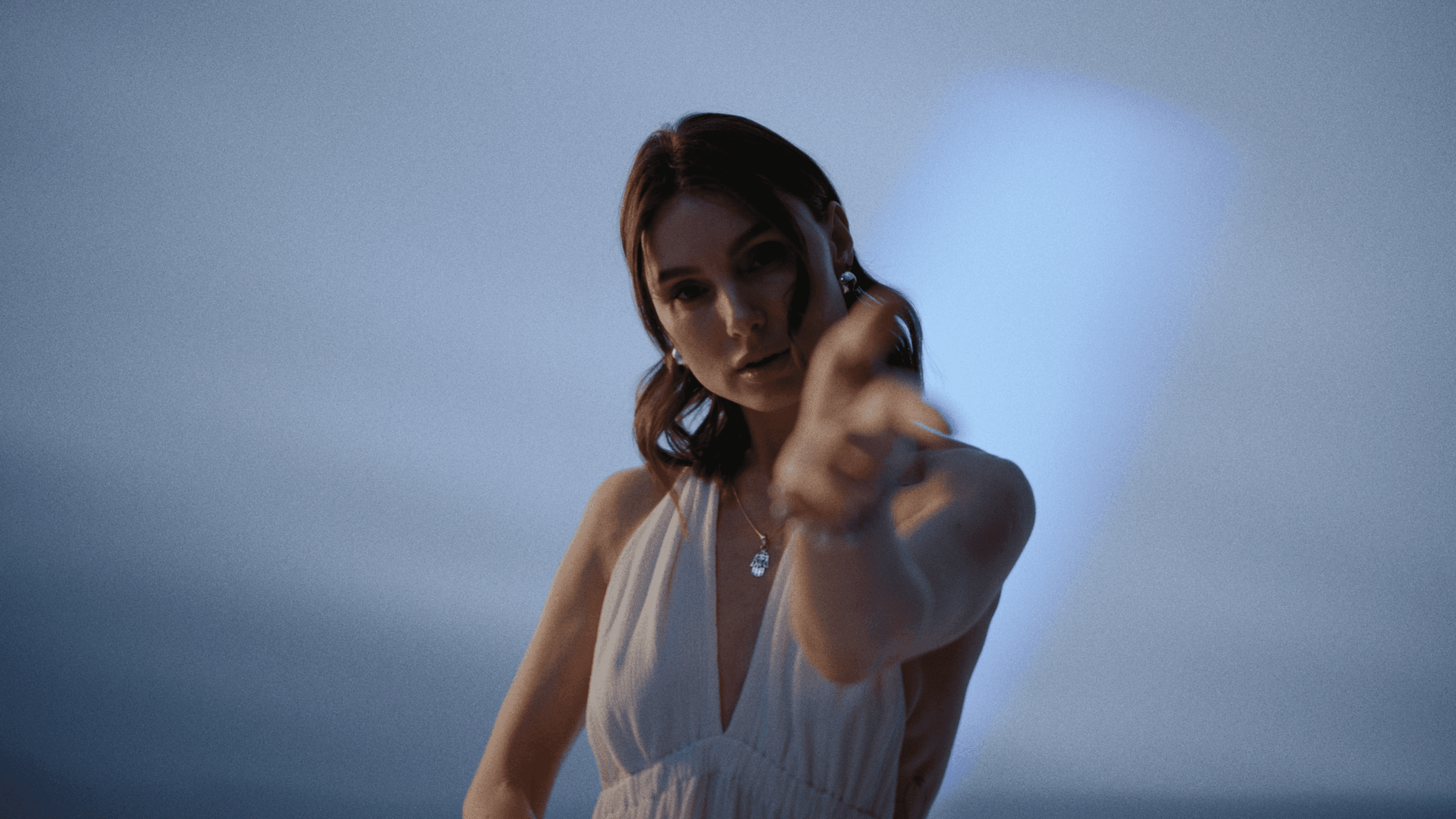 The girl in the music video on a beautiful stove