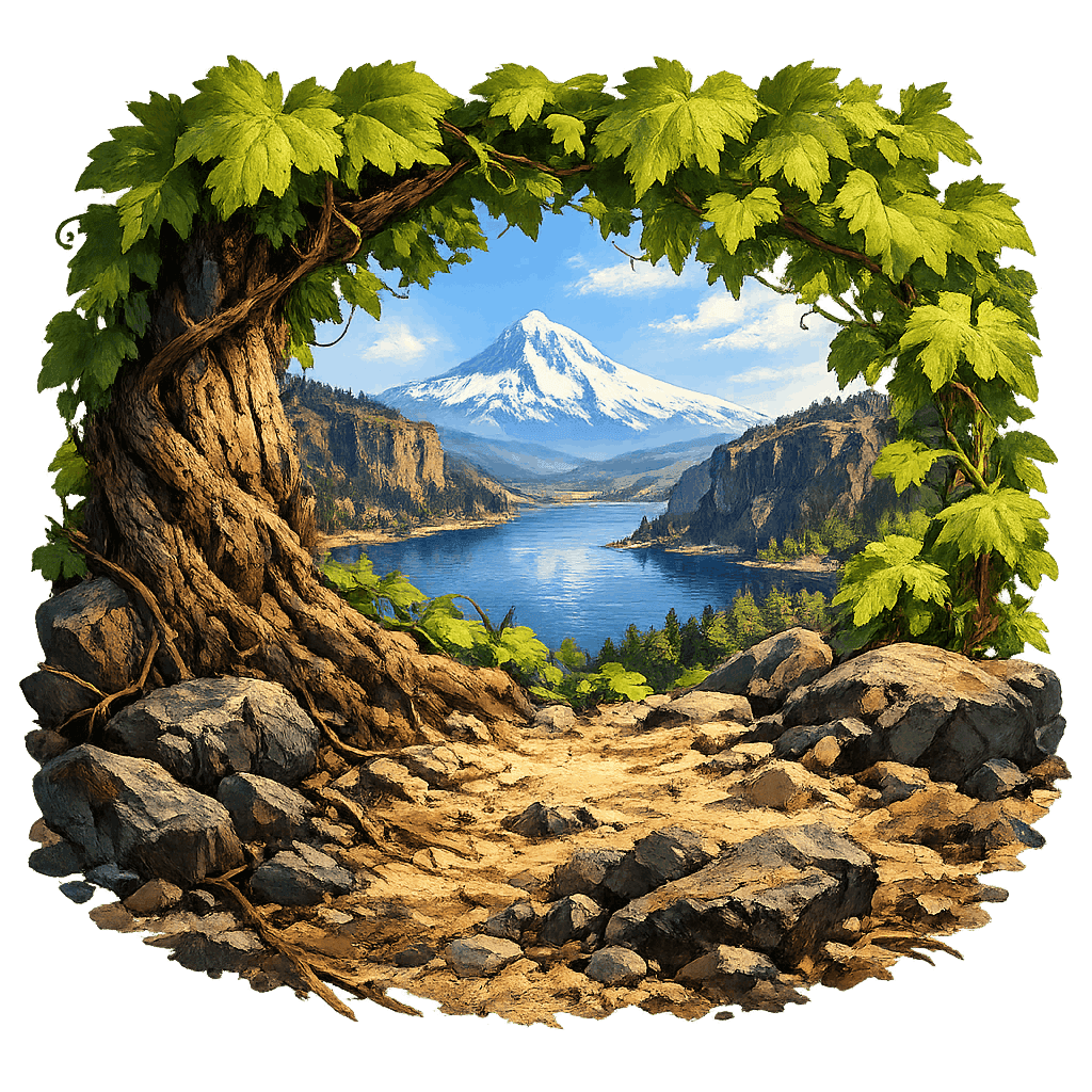 Detailed graphic of the Columbia Gorge wine region.