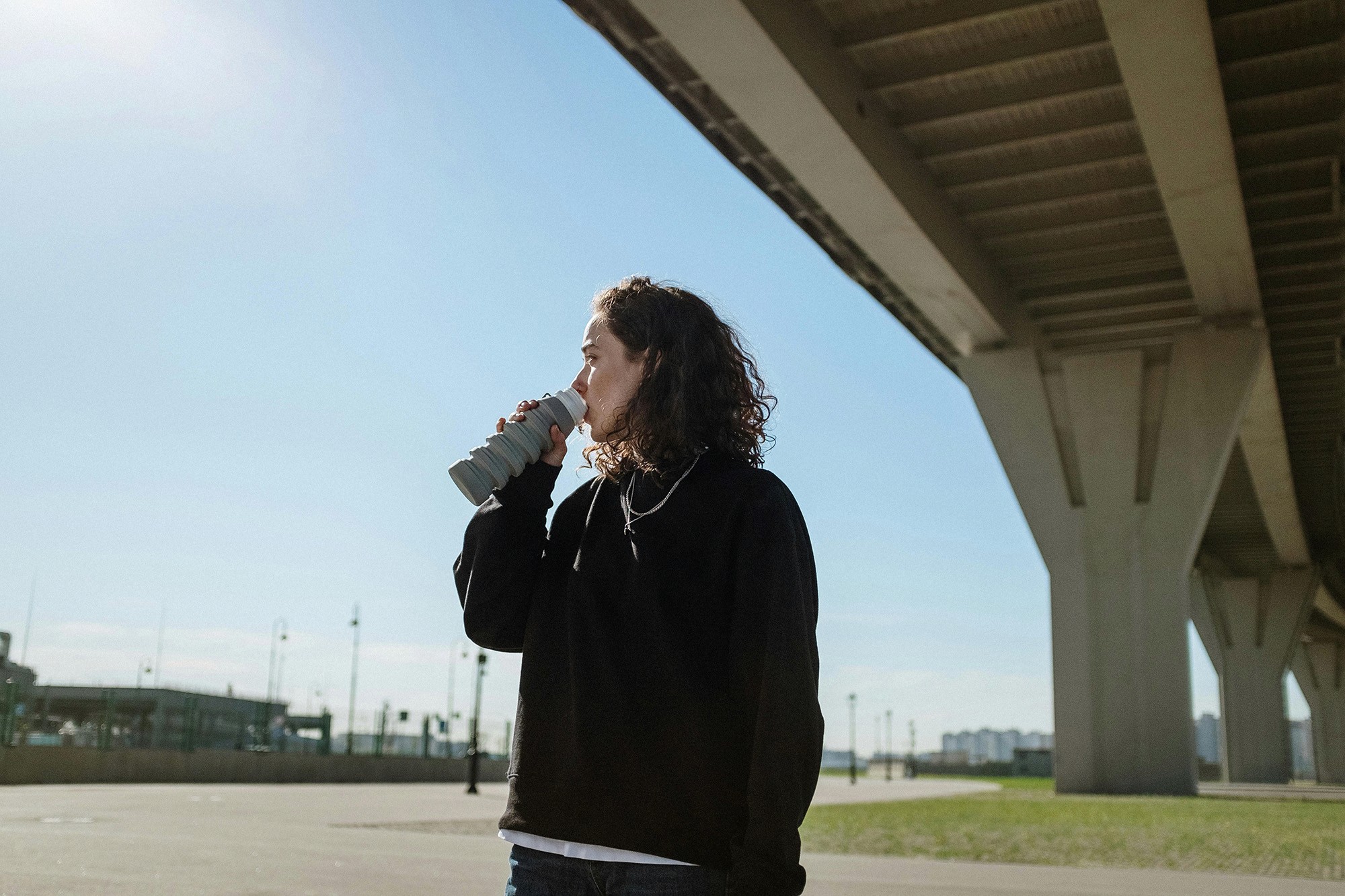 Girl drinking water from a bottle