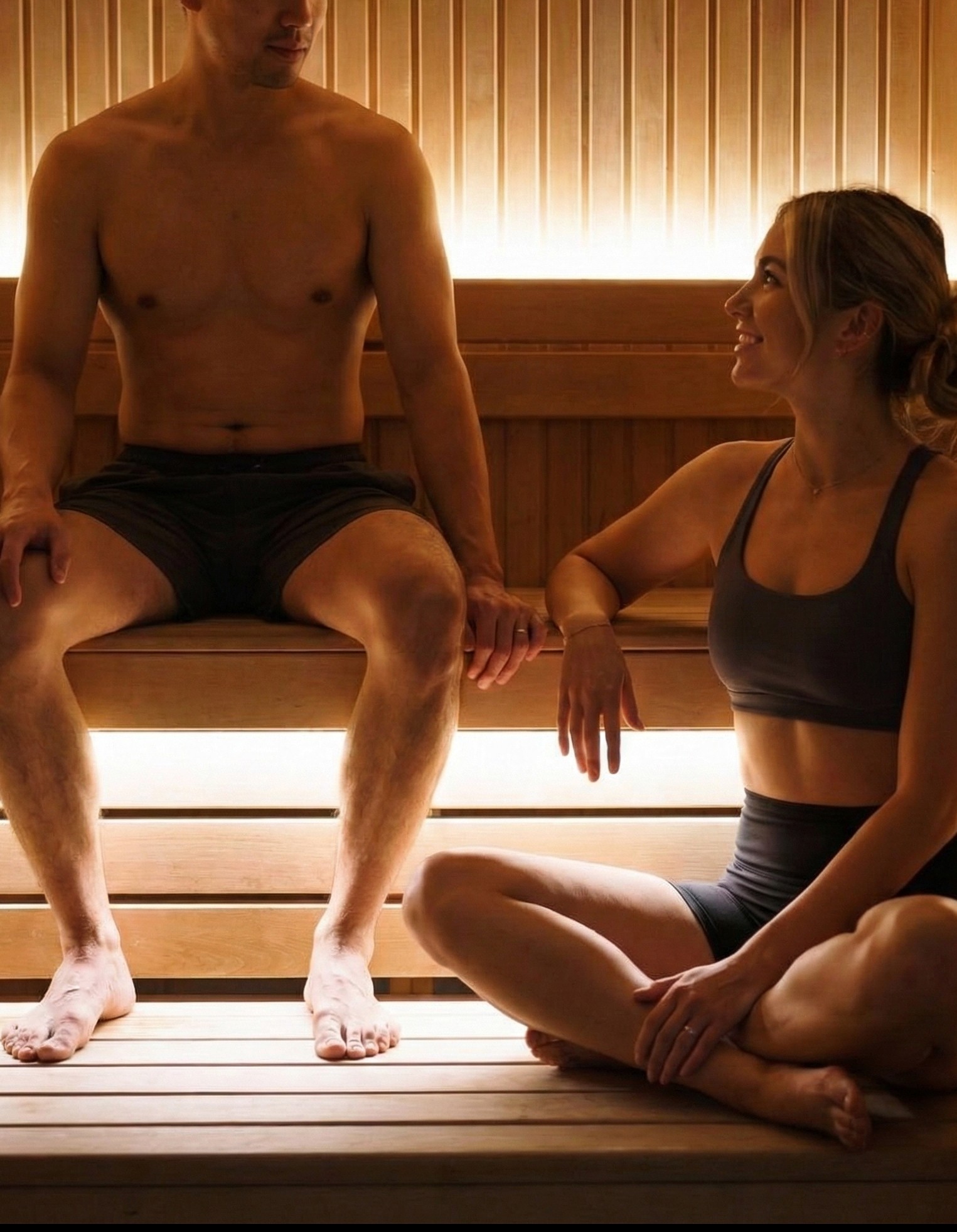 Couple in a dry sauna