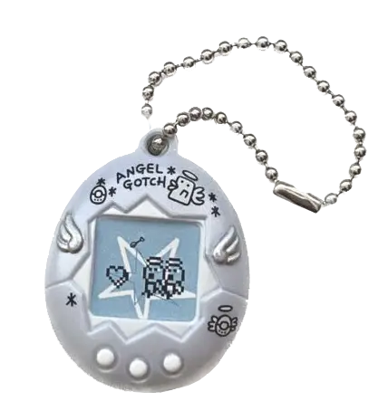 Tamagotchi icon reflecting playful nostalgia and personal storytelling in portfolio design