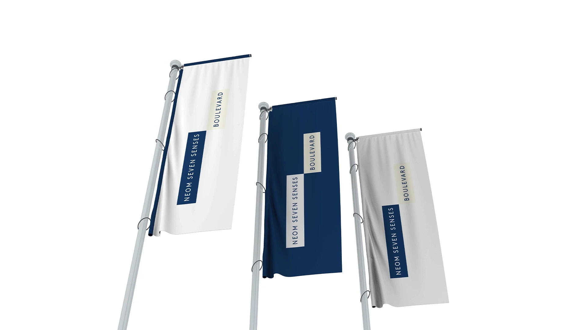 Streetside billboard with flyposters of the Batch.Works brand and illustrations