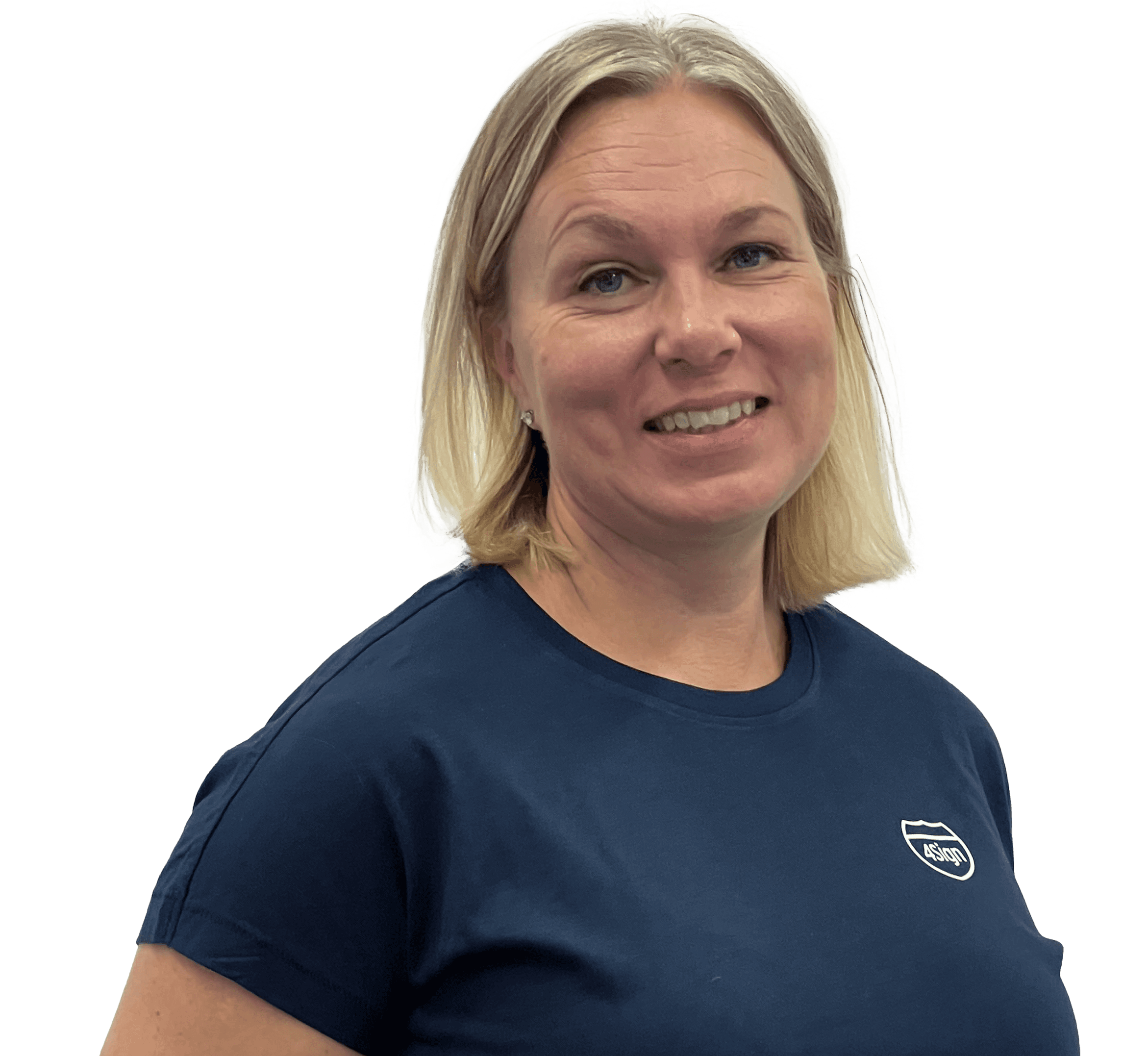 Leende medarbetare i Mjölby, specialist på mässmaterial och profilprodukter hos 4Sign.