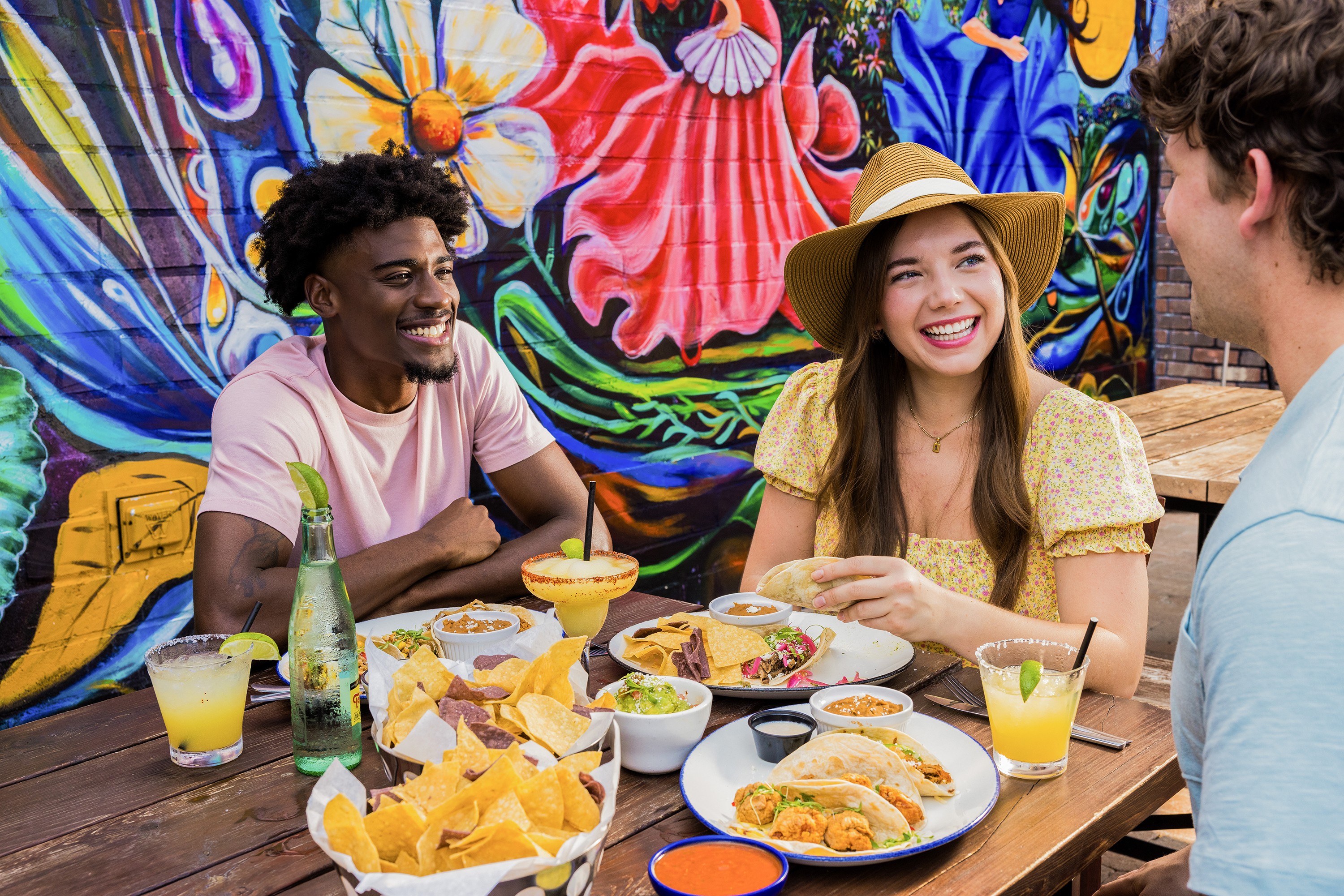 Friends having tacos