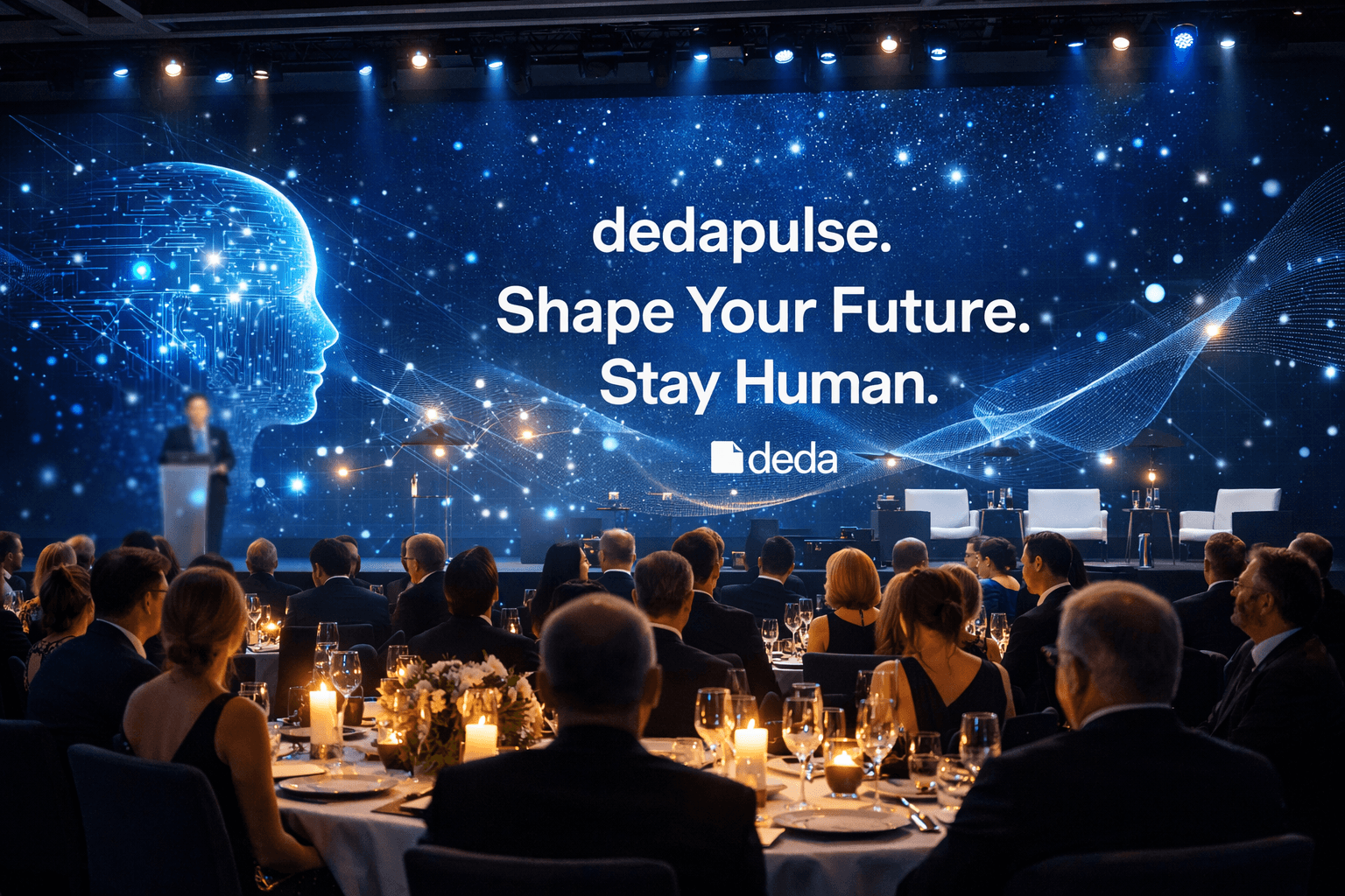 Cena di gala executive a Milano per 200 top manager Dedapulse settore tecnologia e AI