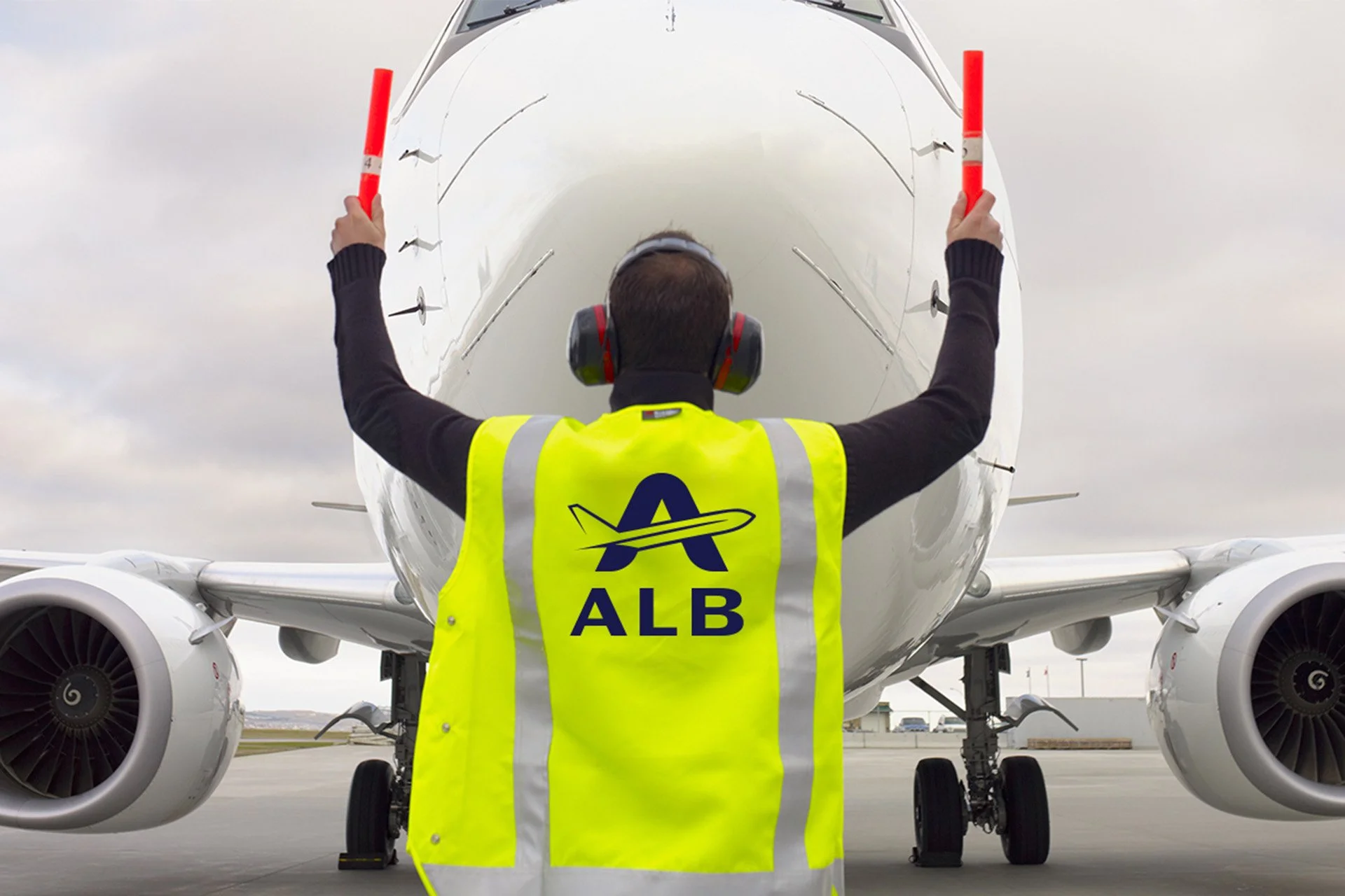 ALB brand mark 1-color application on flight crew vest