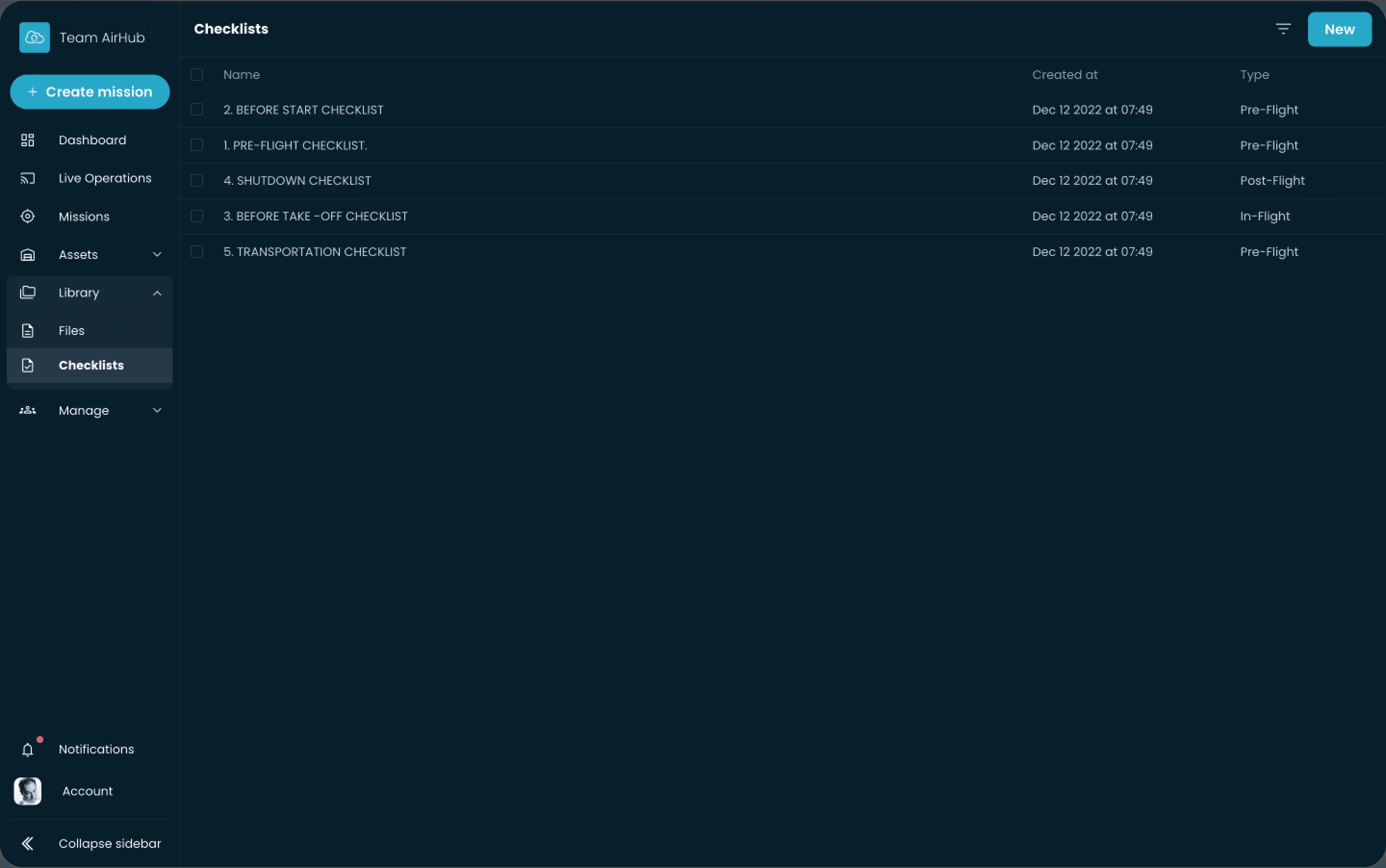 Benutzeroberfläche - Checklisten