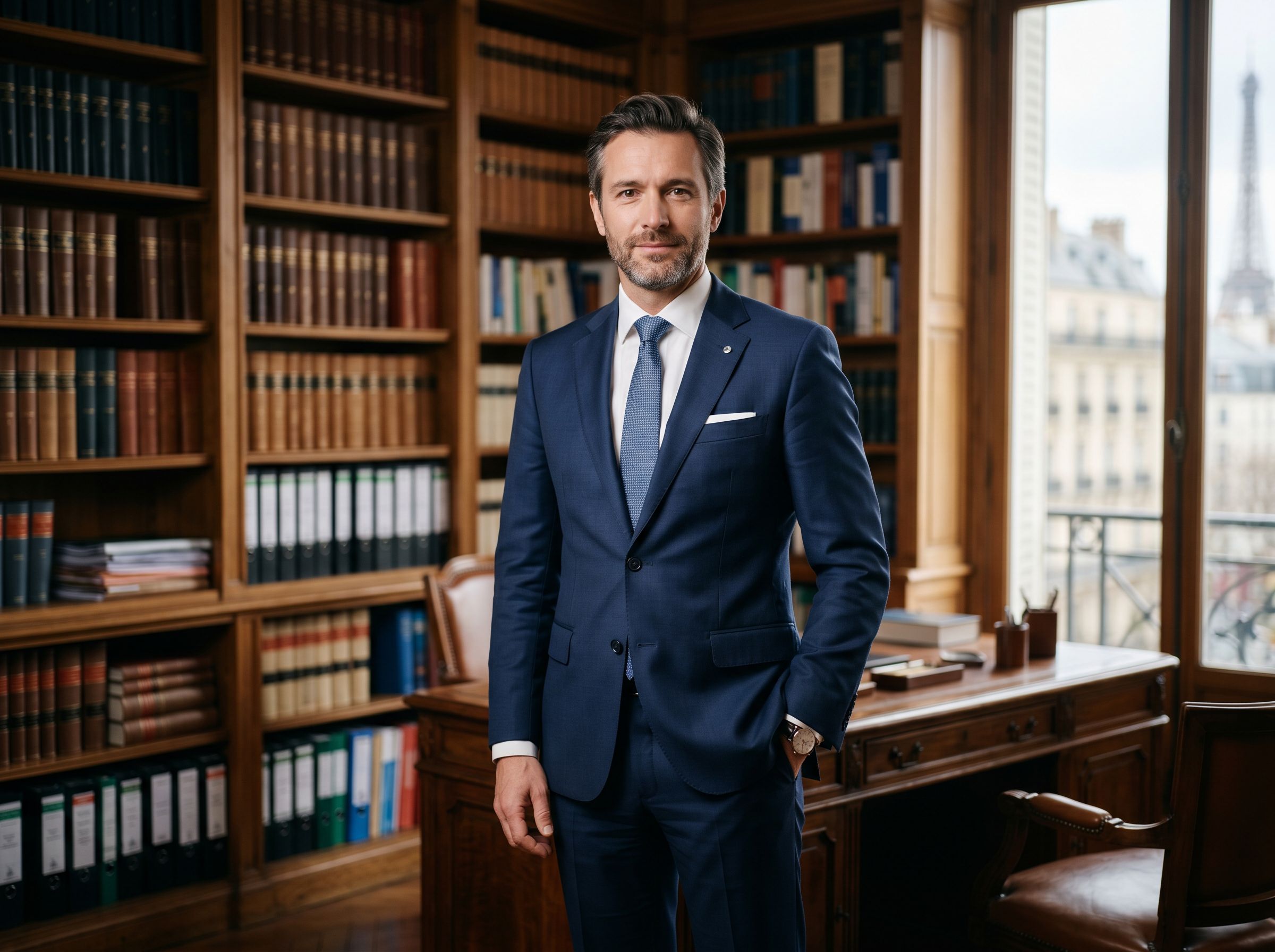 Avocat en cabinet illustrant le télésecrétariat pour les domaines juridiques