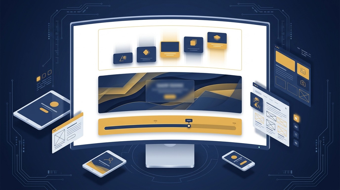 Verschiedene Arten von Scroll Animationen im Webdesign auf einem Bildschirm dargestellt
