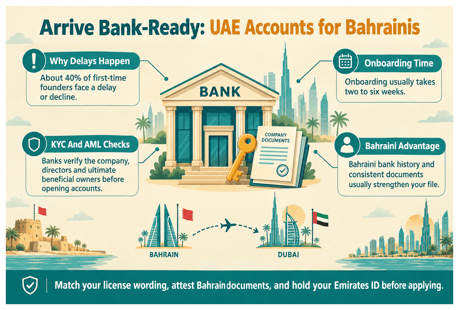 Infographic: Opening a UAE Corporate Bank Account as a Bahraini Entrepreneur