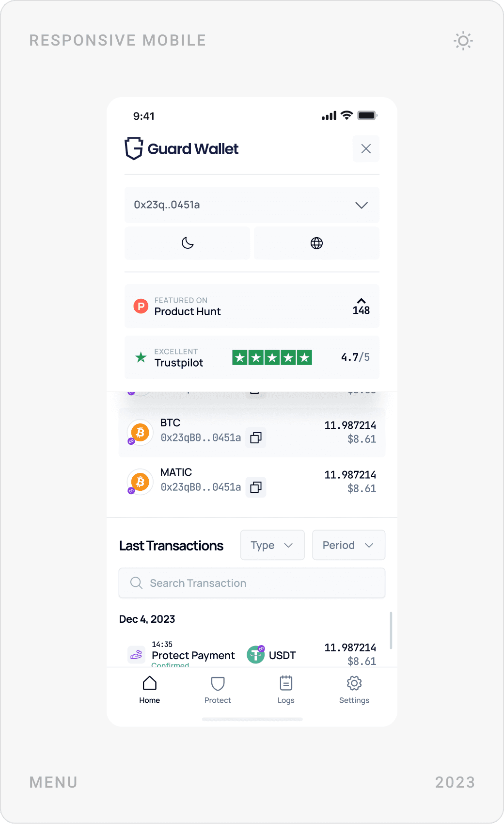 Clean Wallet Menu Mobile Design