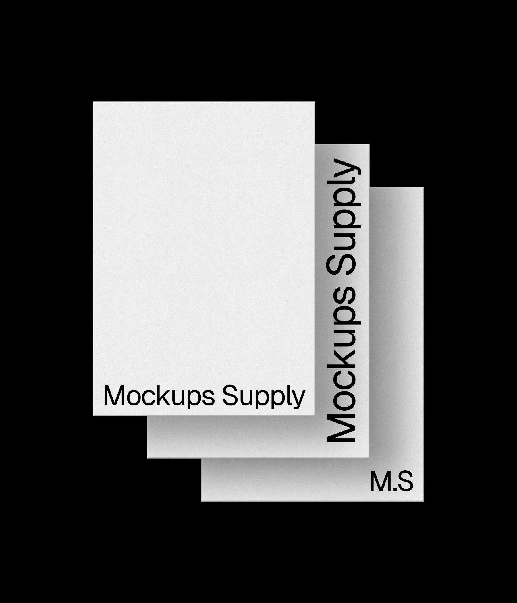 3 A4 paper mockup portrait with debossed text effect, editable paper colors and background, realistic stationery branding presentation