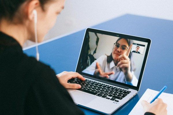 Women talking on a virtual call