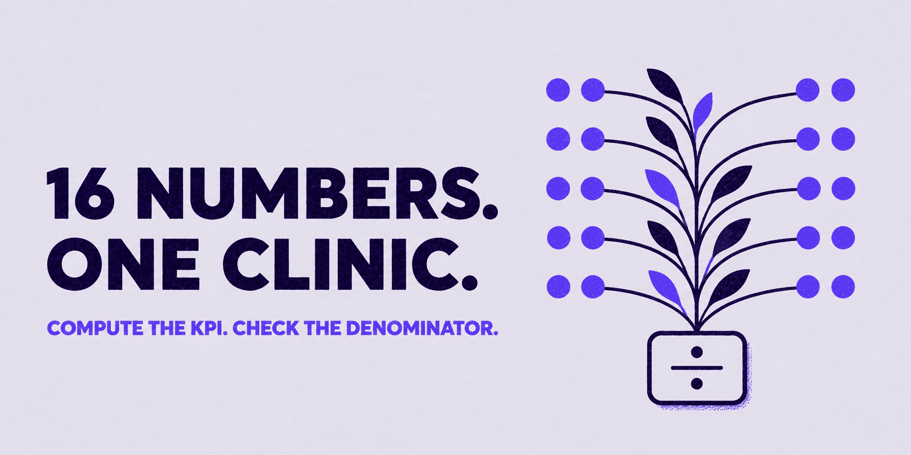 16 numbers. One clinic. Compute the KPI. Check the denominator.