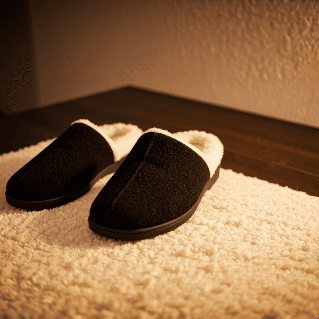 product photography of a pair of indoor slippers designed for comfort and relaxation
