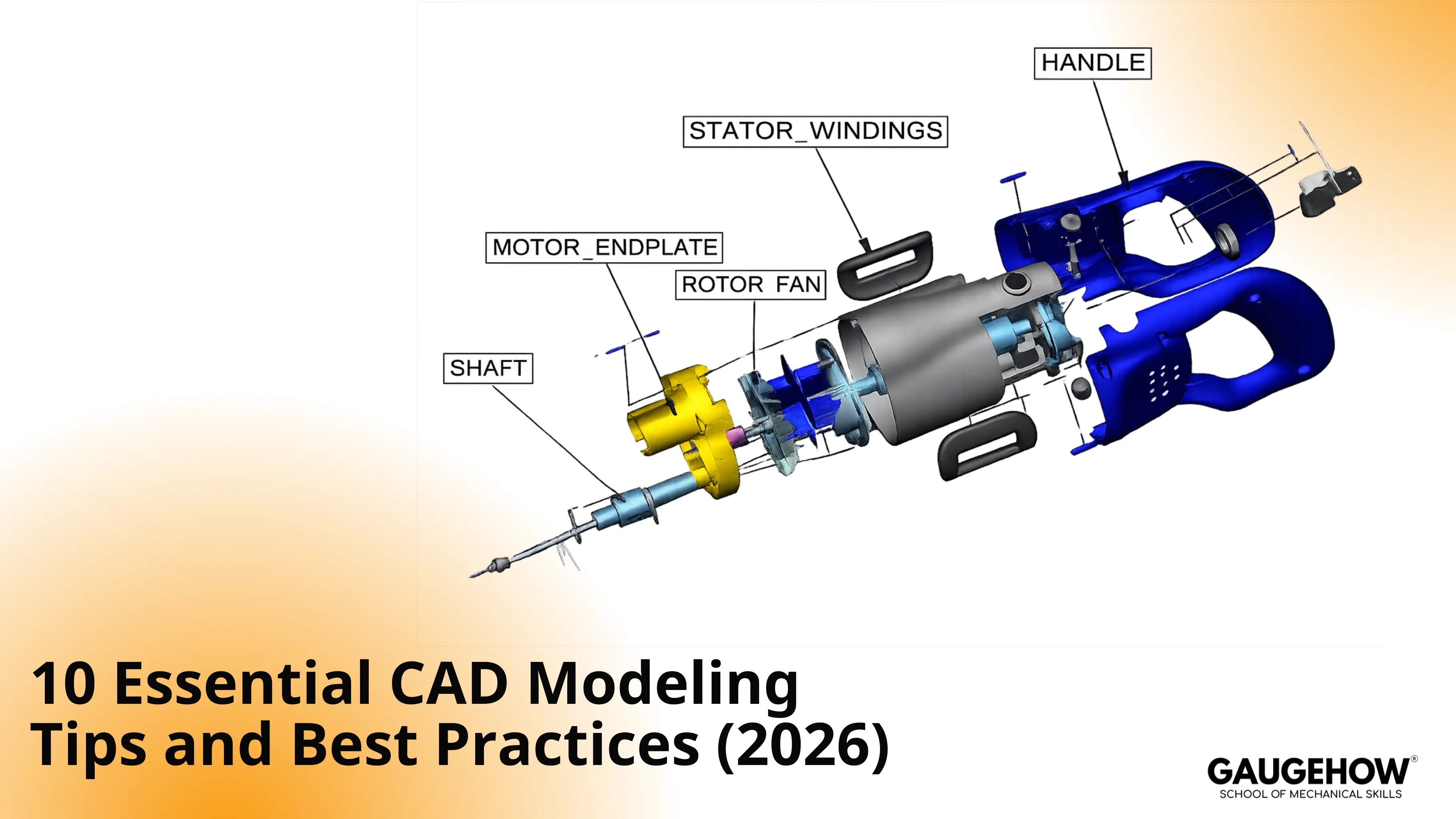 Exploded CAD assembly with labeled parts