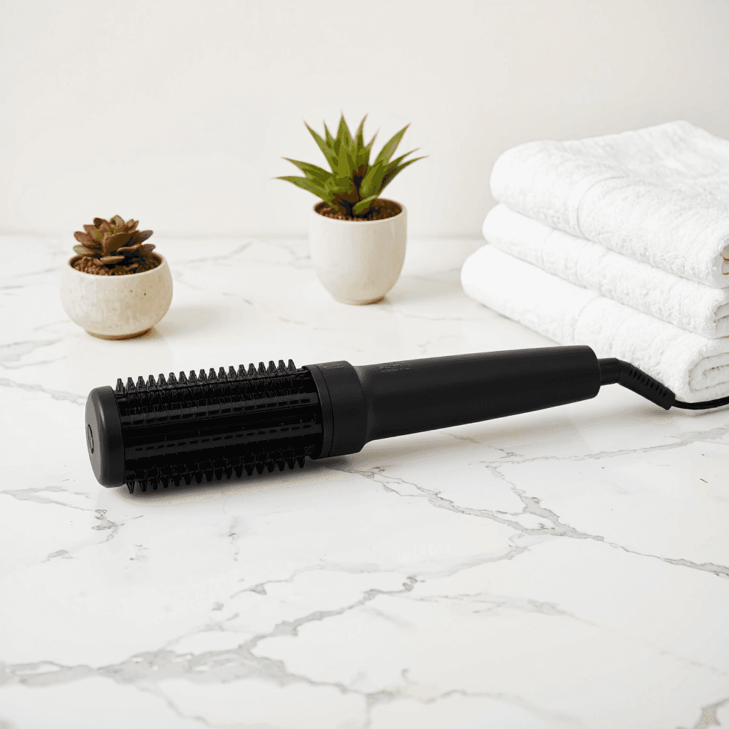 product photography of handheld hair styling tool