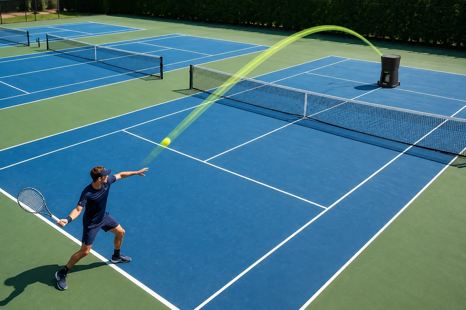 PURILY tennis ball machine with adjustable 10 to 100 km/h ball speed