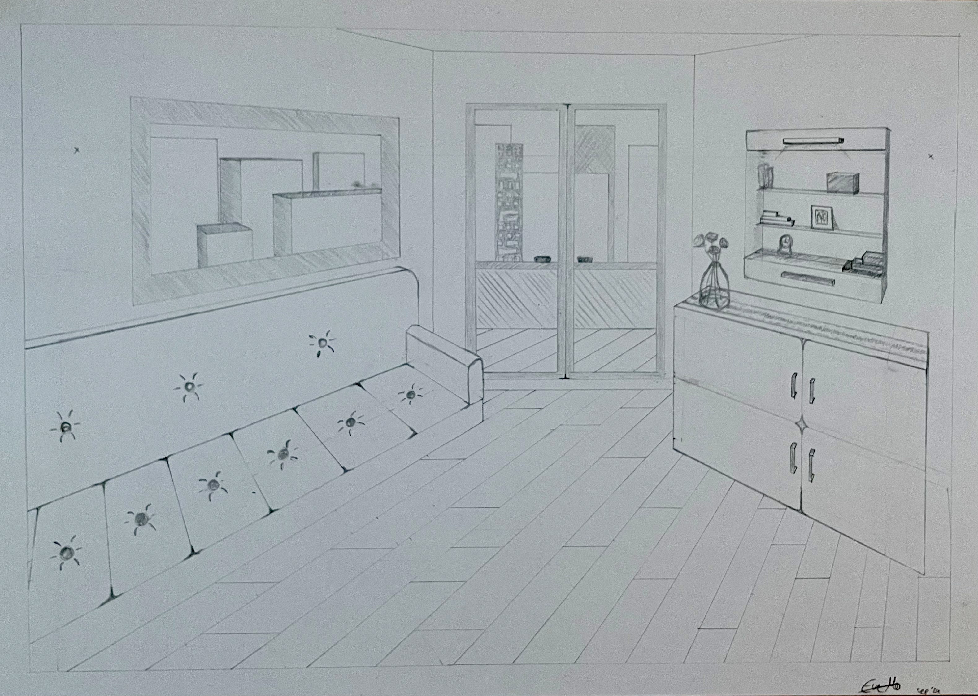 Zwei Punkt Perspektive - Innen