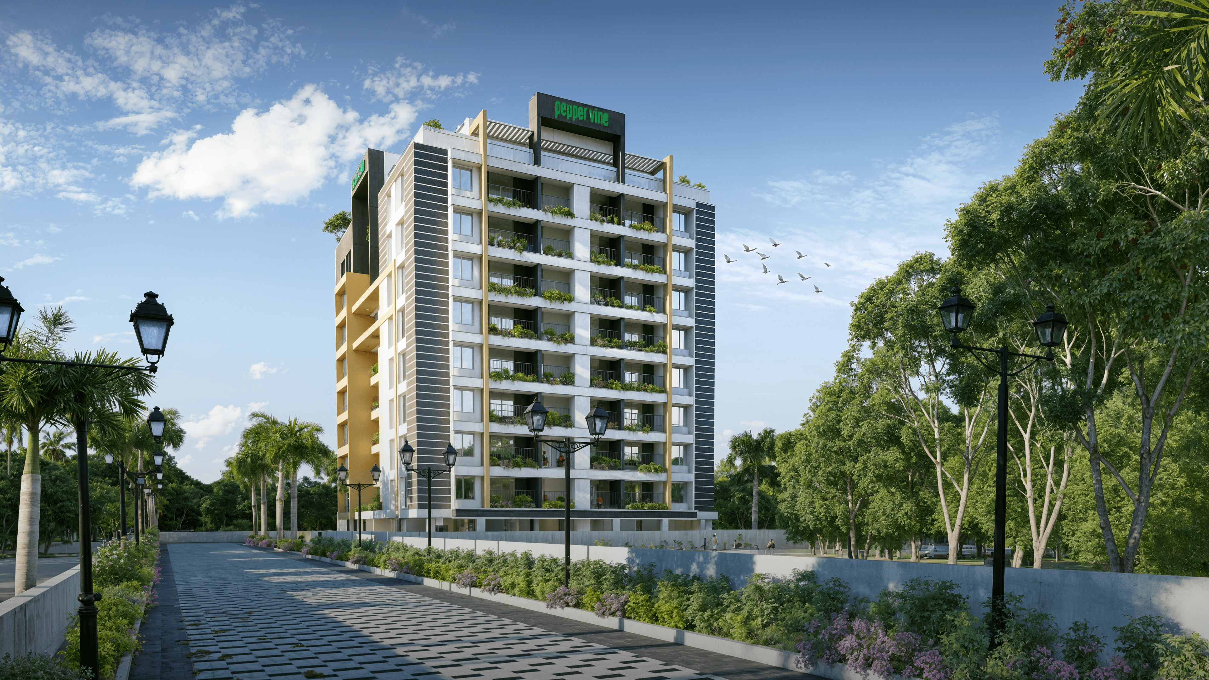 A modern black speaker illuminated by soft light, set against a green background.