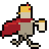 A pixel-art messenger running with a scroll.