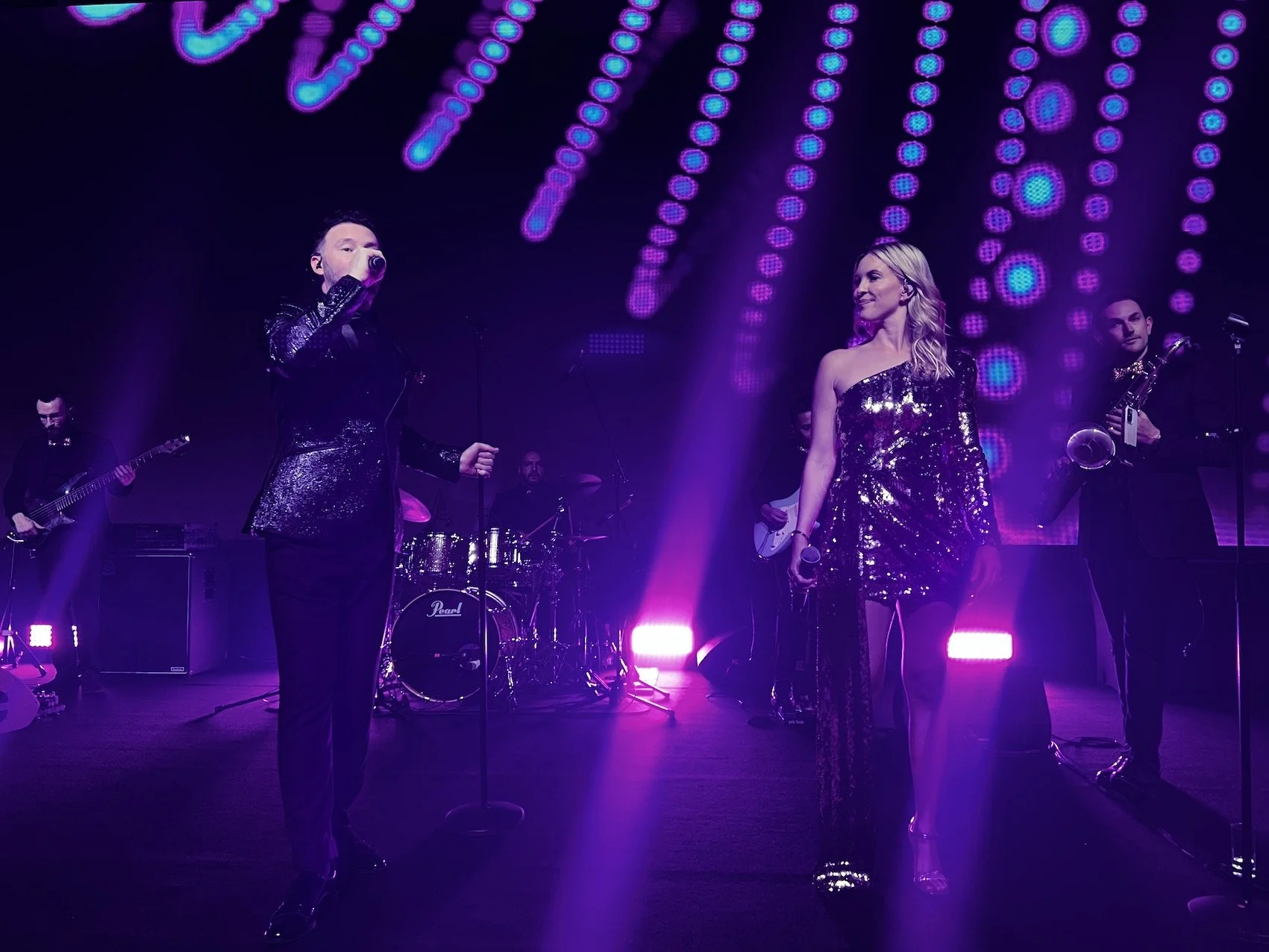 Live band performing at a Dubai event