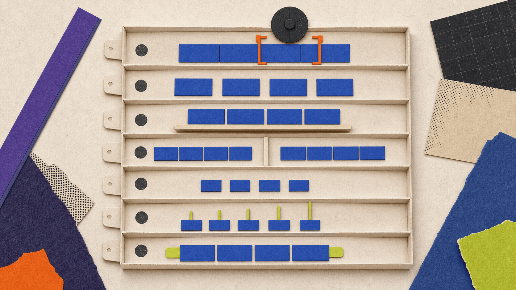 Seven specimen trays demonstrate note editing actions including legato, separation, octave shifts, duplication, shortening, velocity, and pan.