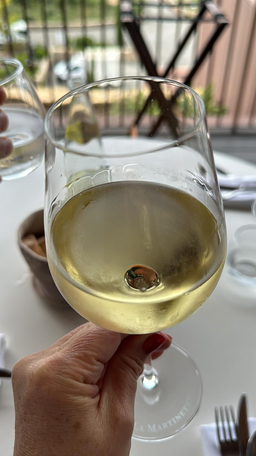 A glass of white wine