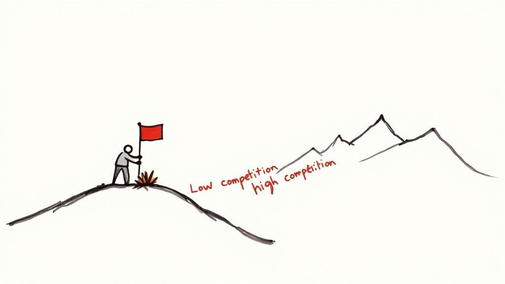 A person pointing at a graph on a computer screen showing upward trending lines, symbolizing SEO growth.