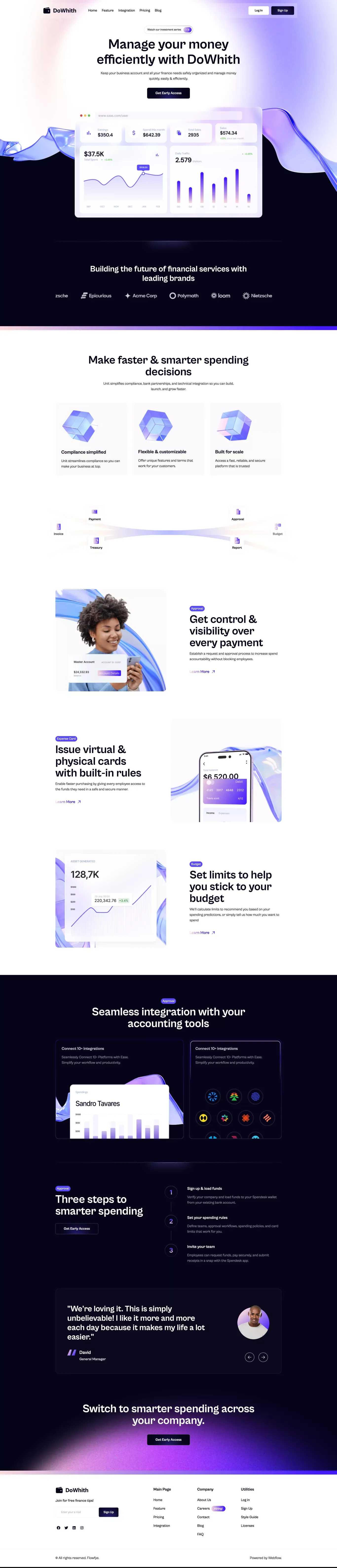Do-Whith-Webflow HTML website template landing page screenshot showcasing Tech design