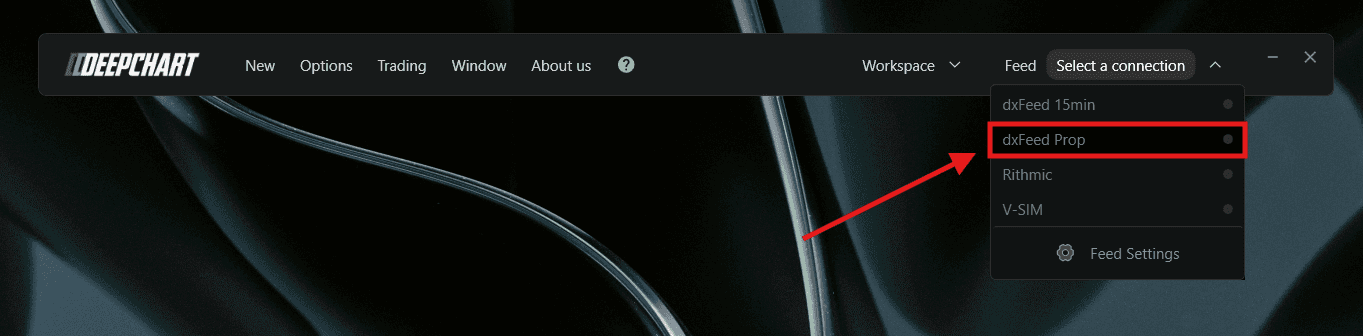 Connected dxFeed Prop account