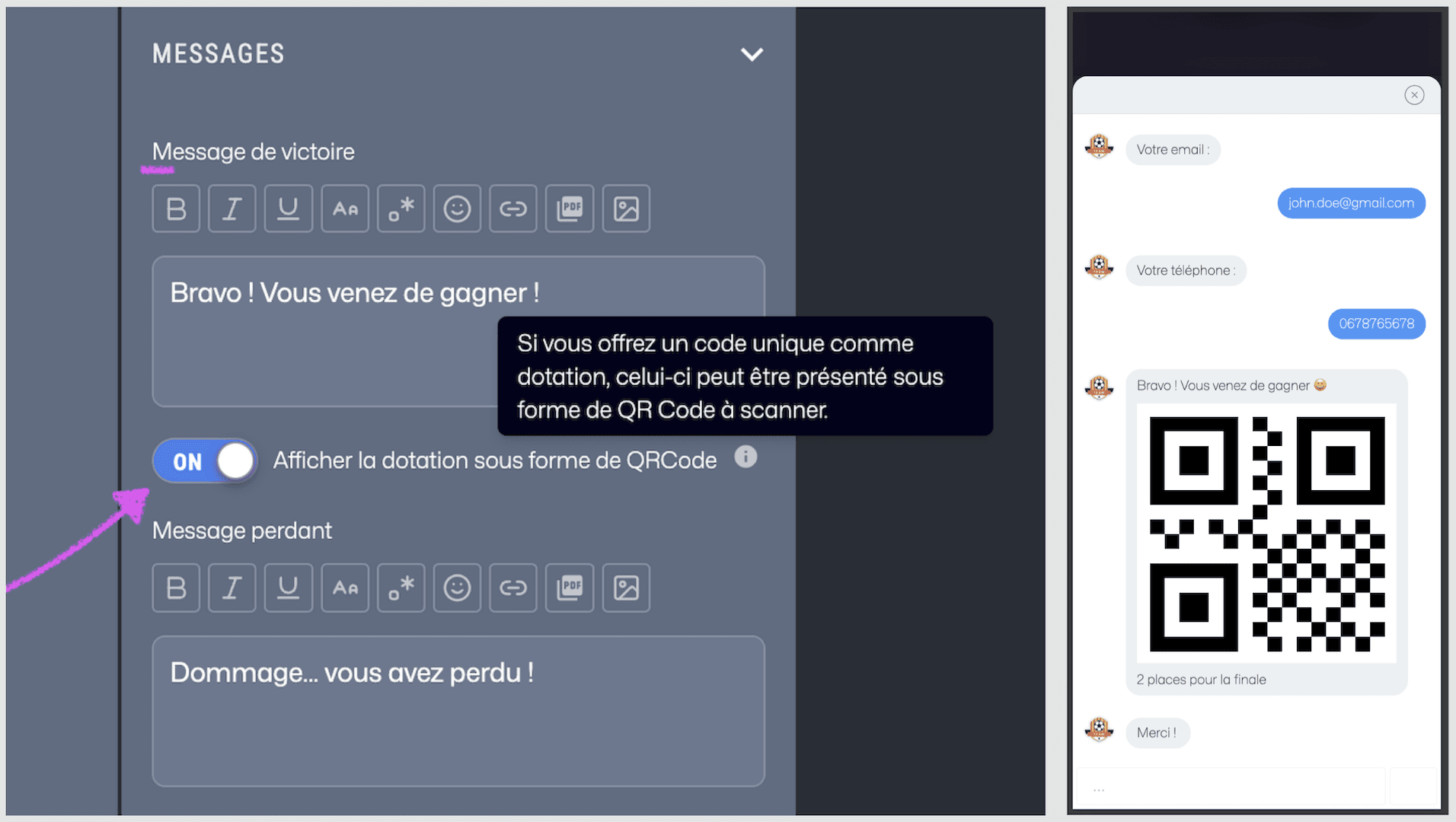 Fastory Instant win qrcode