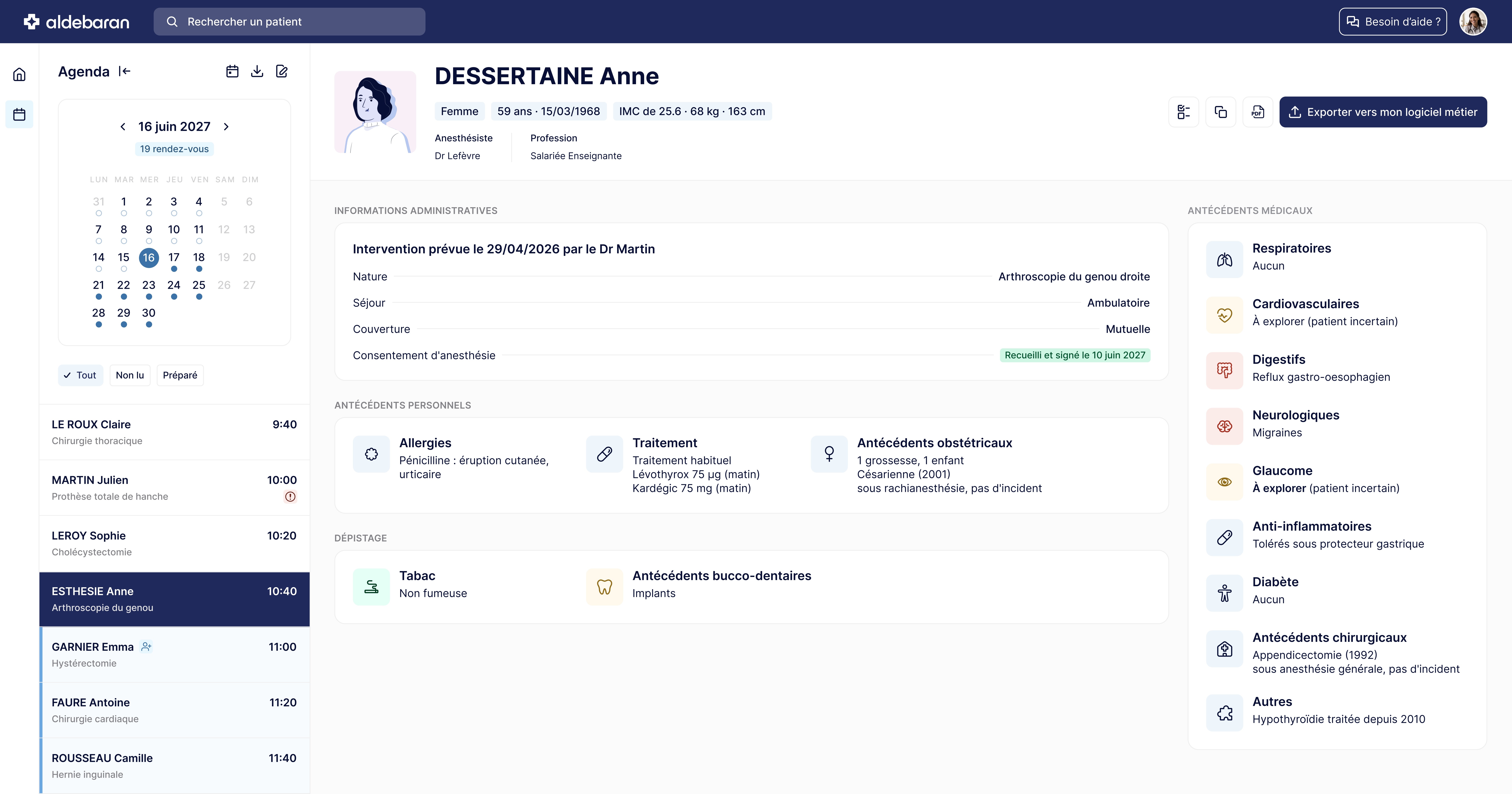 Anesthésie Aldebaran