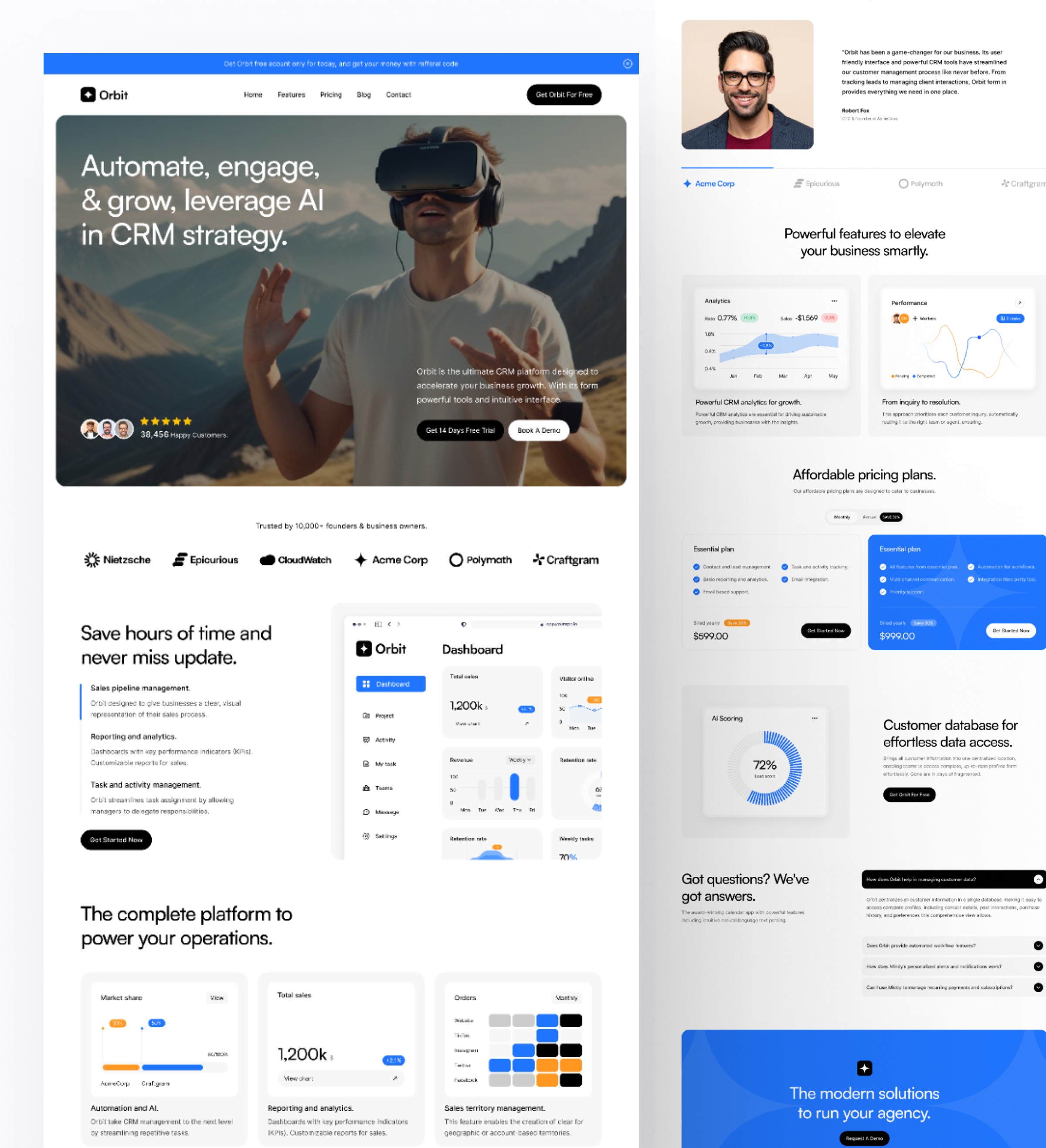 AI CRM website design & development in Framer