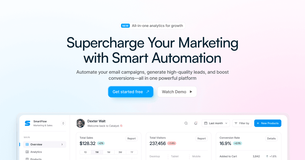 Smart Flow — SaaS Landing & Marketing Automation Template
