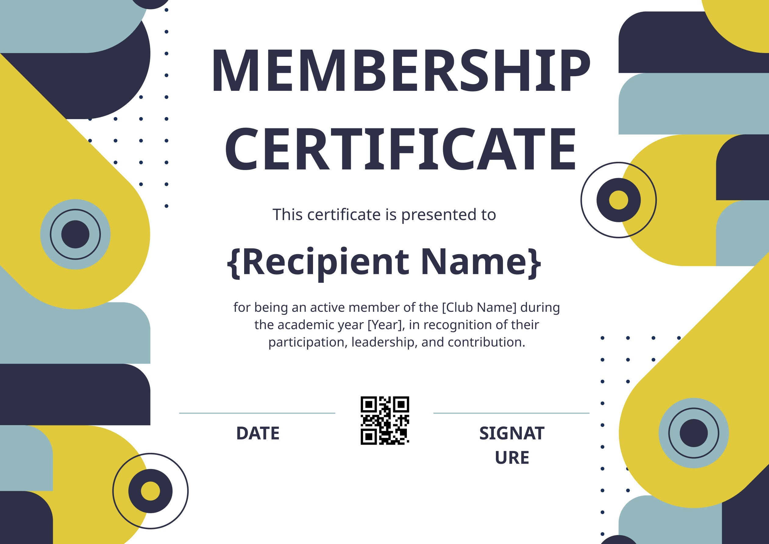 Wauld - Modern club membership certificate template
