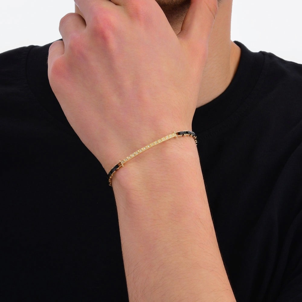 Assos Pırlanta 14 Ayar Tasarım Altın Erkek Bileklik 10.55 Gr