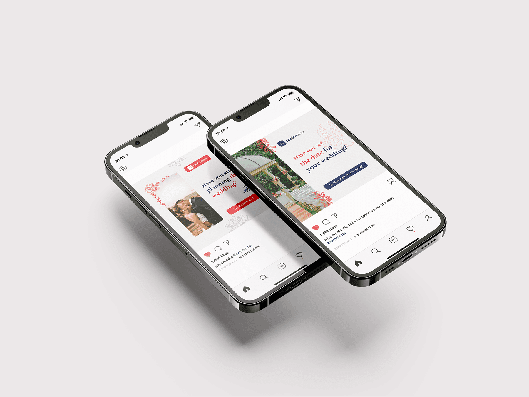 Two phones mockup in a white background