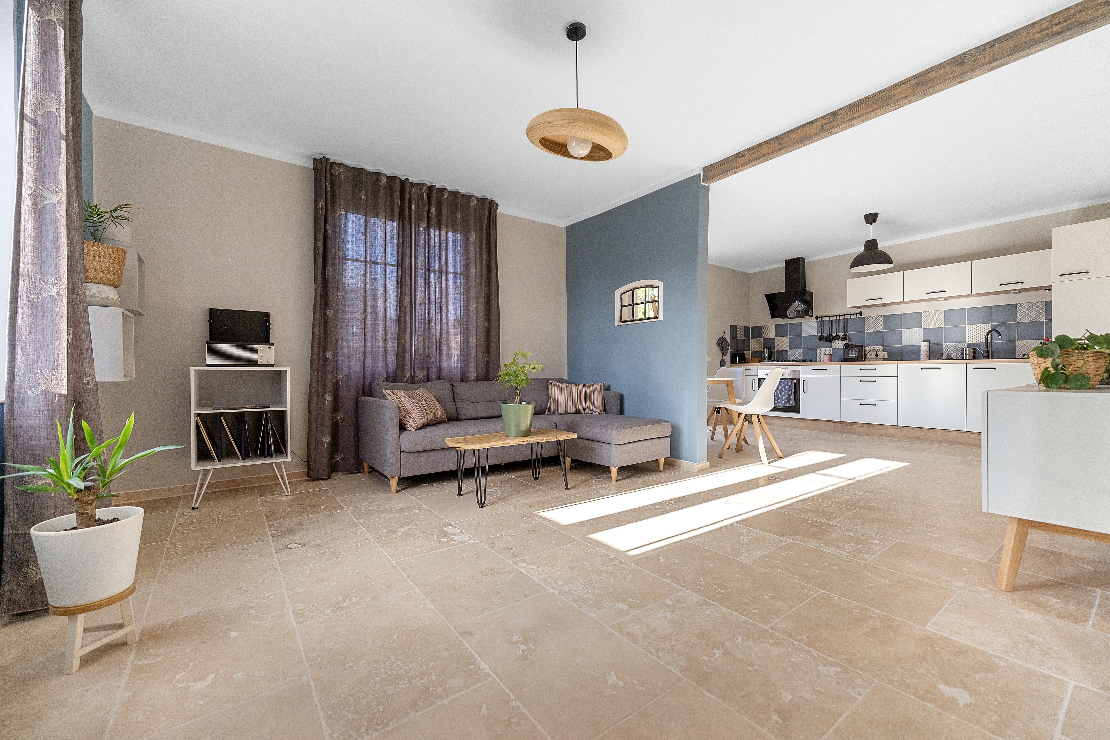 Symmetrical view of modern buildings from below