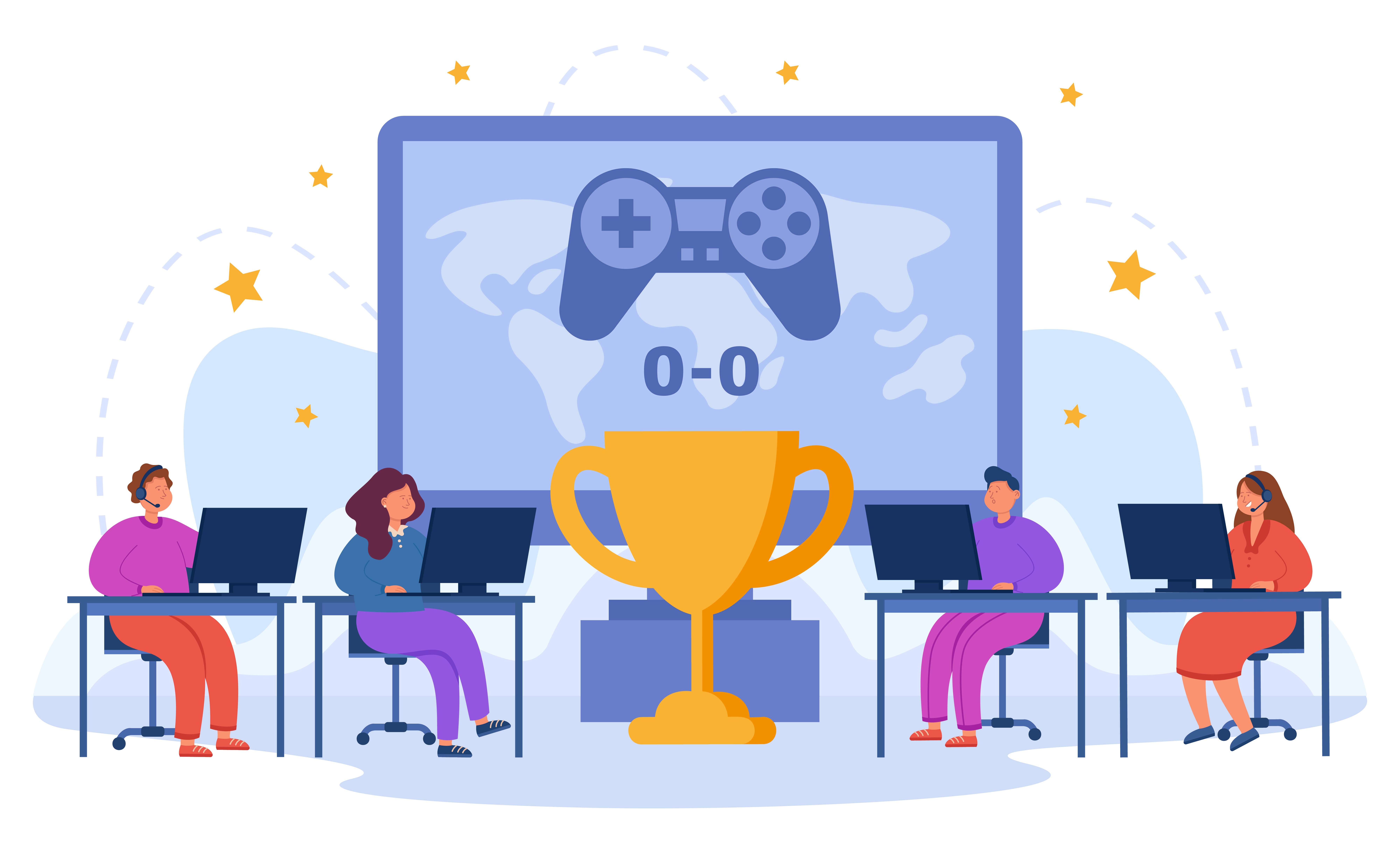  vector image of employees playing games